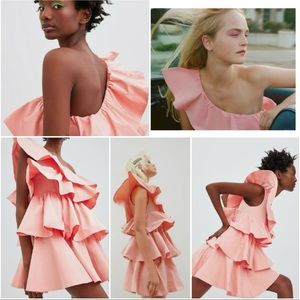 ZARA  Limited Edition Ruffled Asymmetric Dress